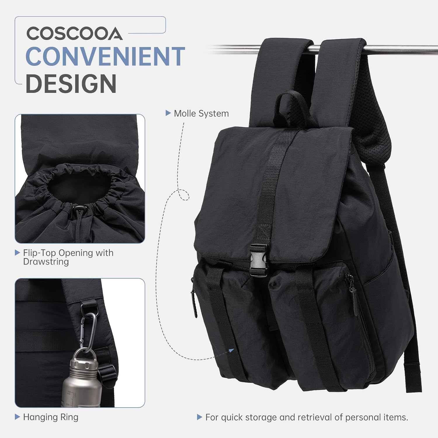 Carry On Travel Backpack 40x30x15 CM,6x12x16 inch Personal Item Bag - Image 5