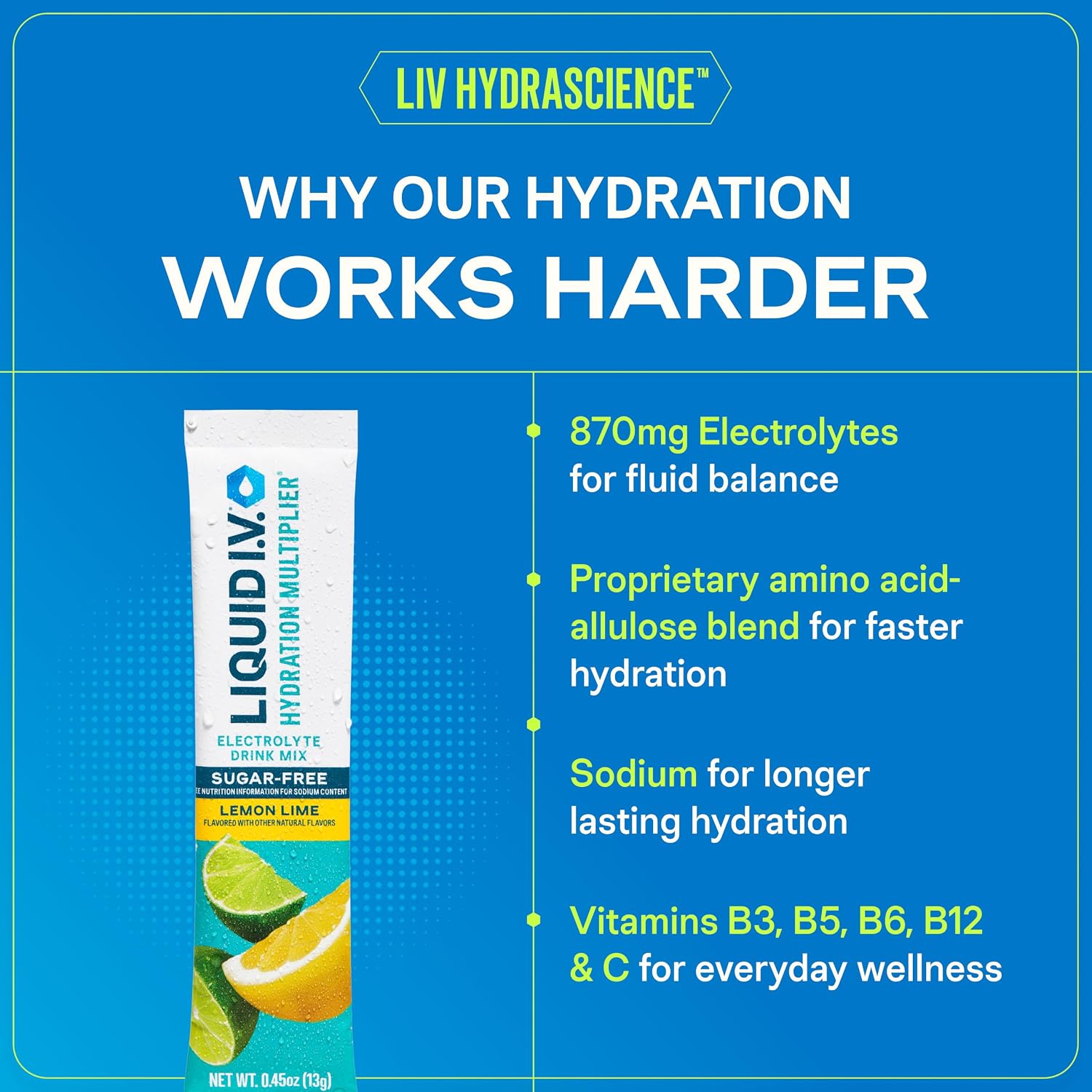 Liquid I.V. Sugar Free Hydration Electrolytes, Lemon Lime, 14 Count - Image 5
